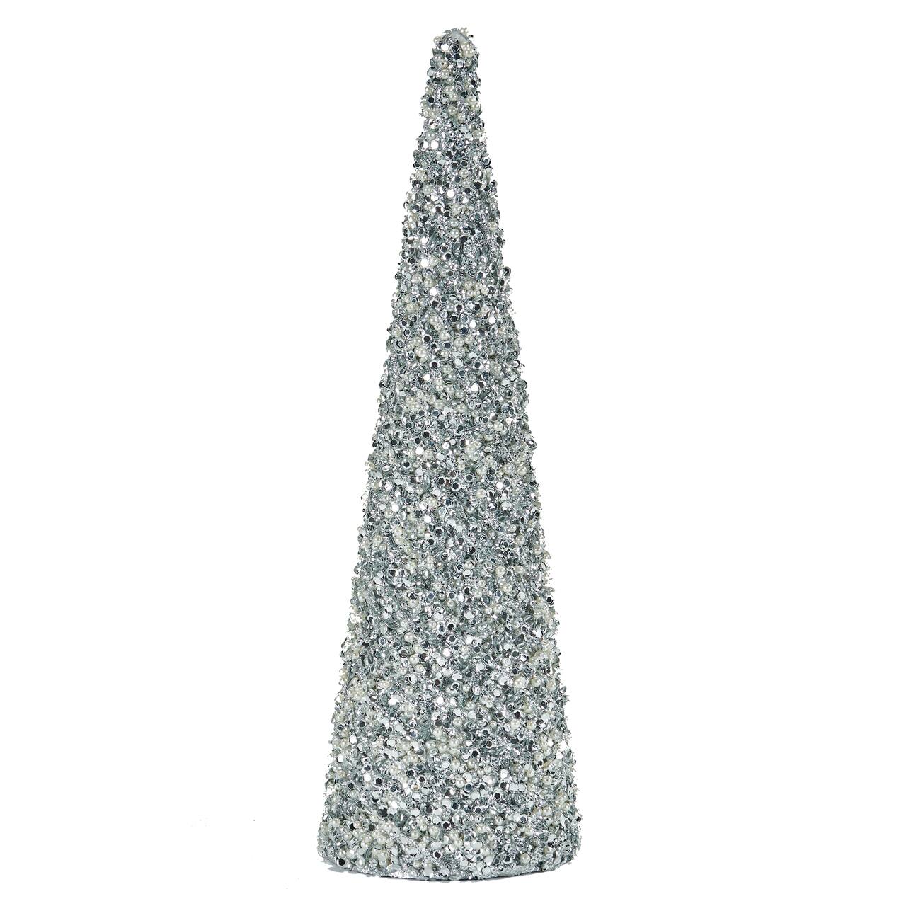 17.75" Glitter Bead & Sequin Artificial Tabletop Christmas Tree